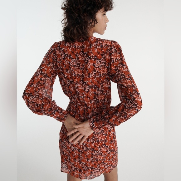 THE KOOPLES FLOWING RED DRESS WITH FLORAL MOTIF SIZE 0 - Picture 16 of 16